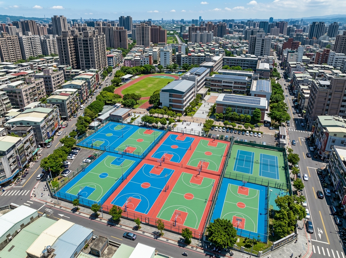 常州市混合型塑胶跑道硅PU篮球场 - 一站式服务
